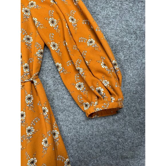 LOFT Women's Floral Print Long Sleeve Mini Dress With tie L fall look - Picture 5 of 8